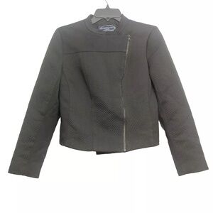 Magaschoni New York Black Streetwear Fall Cropped Womens Moto Jacket Size 4 NEW